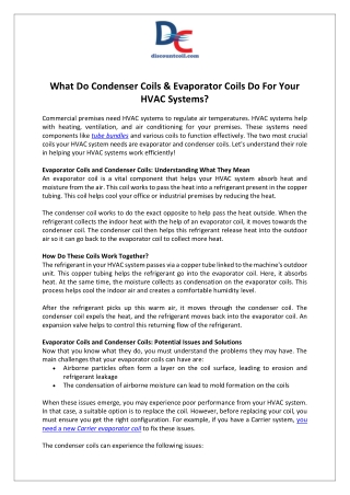 What Do Condenser Coils & Evaporator Coils Do For Your HVAC Systems