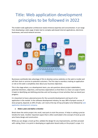 Web application development principles to be followed in 2022