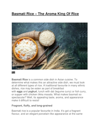 Basmati Rice – The Aroma King Of Rice