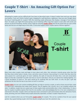 Couple T-Shirt - An Amazing Gift Option For Lovers