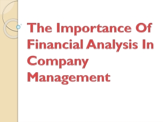 The Importance Of Financial Analysis In Company Management