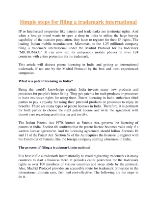Simple steps for filing a trademark international