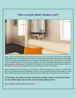 How Long Will Your Water Heater Last?