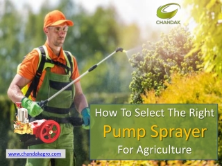 How to Select the right pump sprayer for agriculture