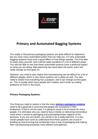 Primary and Automated Bagging Systems