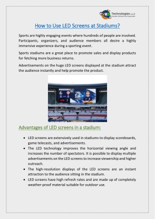 How to Use LED Screens at Stadiums?