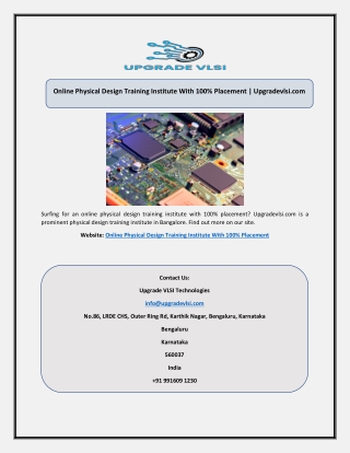 Online Physical Design Training Institute With 100% Placement | Upgradevlsi.com