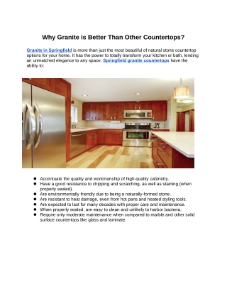 Why Granite is Better Than Other Countertops