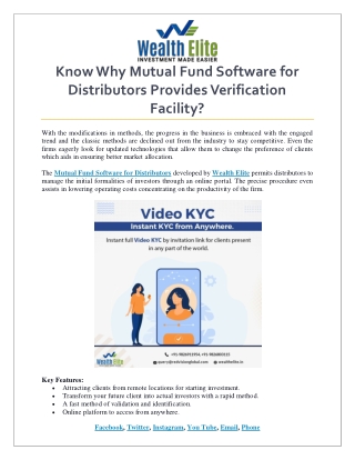 Know Why Mutual Fund Software for Distributors Provides Verification Facility