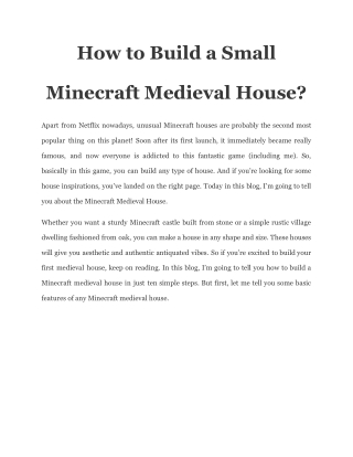 How to Build a Small Minecraft Medieval House_