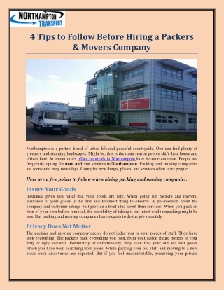 4 Tips to Follow Before Hiring a Packers & Movers Company