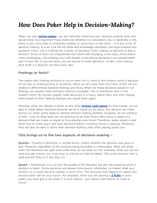 How Does Poker Help in Decision-Making?