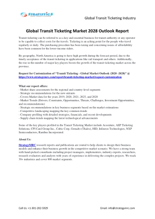 Transit Ticketing Market Forecasts to 2028