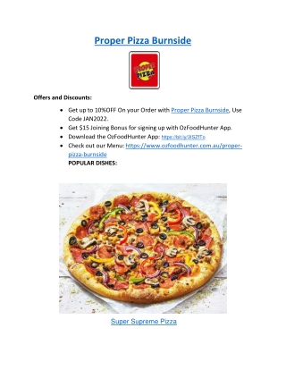 15% off - Proper Pizza Burnside Delivery and Takeaway Menu, VIC