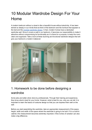 10 Modular Wardrobe Design For Your Home