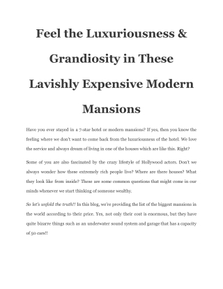 Feel the Luxuriousness & Grandiosity in These Lavishly Expensive Modern Mansions
