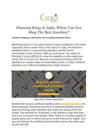 Diamond Rings In India, Where Can You Shop The Best Jewellery