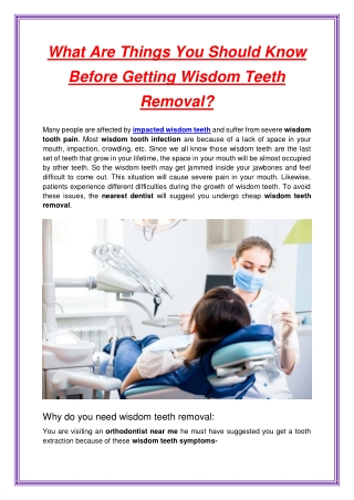 What Are Things You Should Know Before Getting Wisdom Teeth Removal