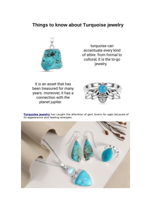 THINGS TO KNOW ABOUT TURQUOISE JEWELRY