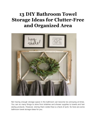 13 DIY Bathroom Towel Storage Ideas for Clutter-Free and Organized Area