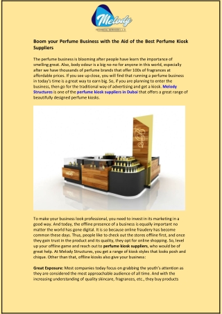 Boom your Perfume Business with the Aid of the Best Perfume Kiosk Suppliers