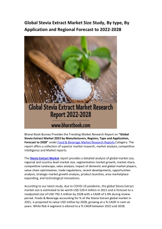 Global Stevia Extract Market Research Report 2022-2028