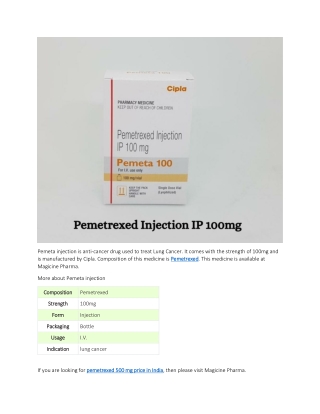 Pemetrexed Injection IP 100mg