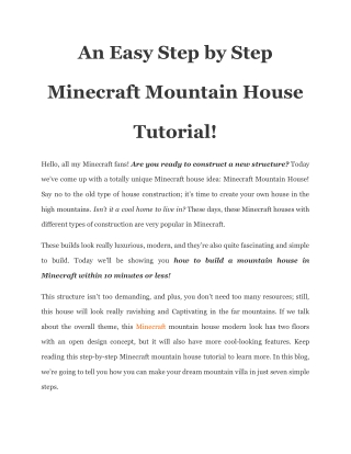 An Easy Step by Step Minecraft Mountain House Tutorial!