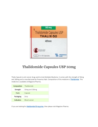 Thalidomide Capsules USP 50mg