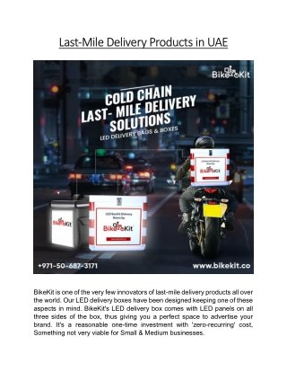 Last-Mile Delivery Products in UAE