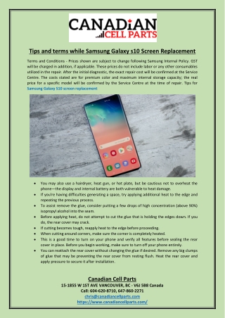 Tips and terms while Samsung Galaxy s10 Screen Replacement