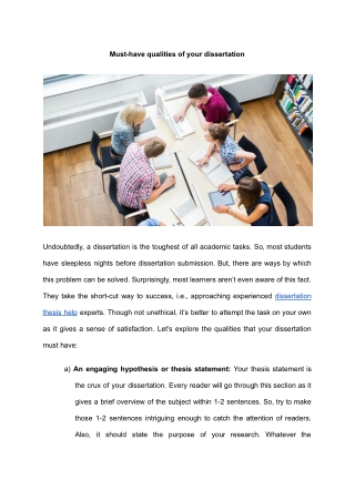 Must-have qualities of your dissertation