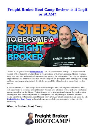 Freight Broker Boot Camp Review- is it Legit or SCAM?