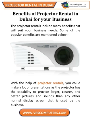 Benefits of Projector Rental in Dubai for your Business