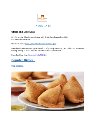 5% Off - India Gate Restaurant Menu Hervey Bay, QLD