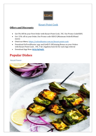 10% off- Kesari Point Cook Indian Menu delivery and takeaway, VIC