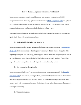 How To Balance Assignment Submission with Exams_