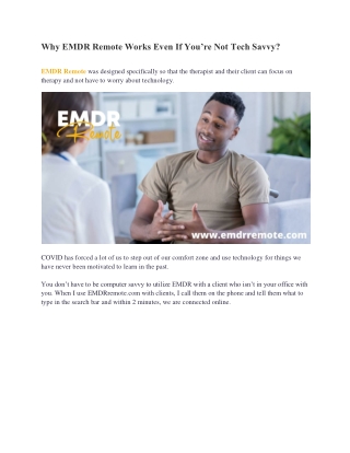 Why EMDR Remote Works Even If You’re Not Tech Savvy?