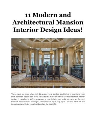 11 Modern and Architectural Mansion Interior Design Ideas