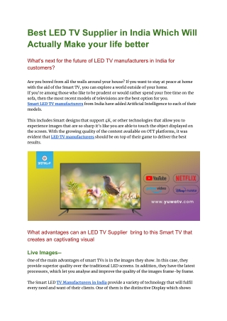 Best LED TV Supplier in India Which Will Actually Make your life better