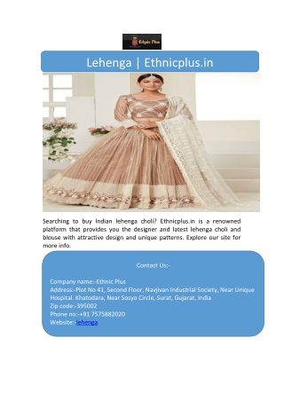 Lehenga | Ethnicplus.in