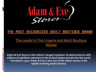Own a Franchise of the Most Recognized Adult Boutique Brand