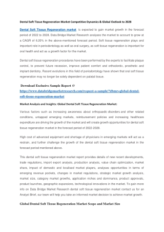Dental Soft Tissue Regeneration Market Competitive Dynamics & Global Outlook to 2028