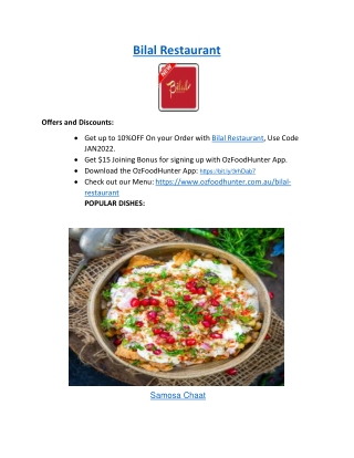 15% Off - Bilal Restaurant Indian Menu Takeaway Brunswick, VIC