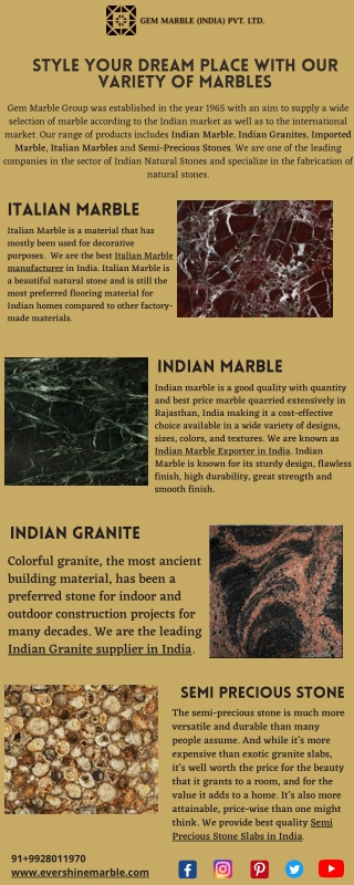 Style your dream place with our variety of marbles