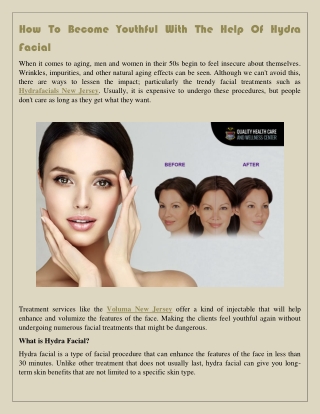 How To Become Youthful With The Help Of Hydra Facial