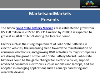 Solid State Battery Market estimated to grow at CAGR of 32.5% by 2028