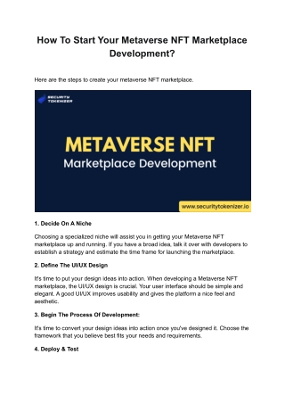 How To Start Your Metaverse NFT Marketplace Development?