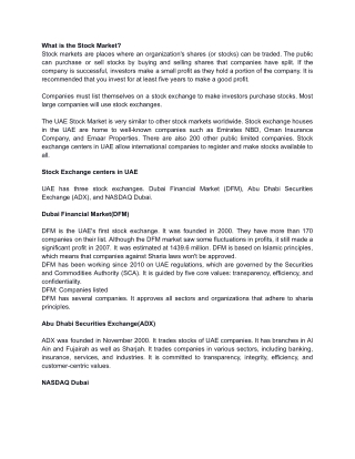 UAE Stock Market – How to Invest in Stock Market_