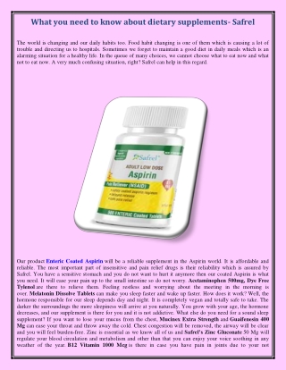 What you need to know about dietary supplements- Safrel